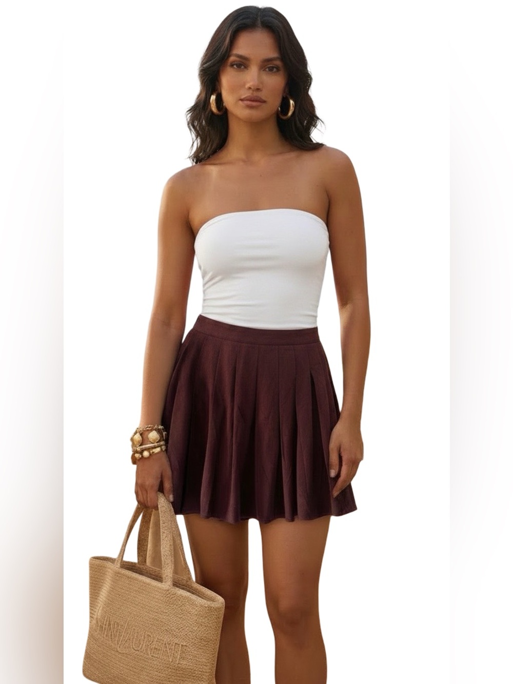 Forever 21 Womens  Mini Skirt Burgundy Faux Suede A Line Skater Deep Plum Large